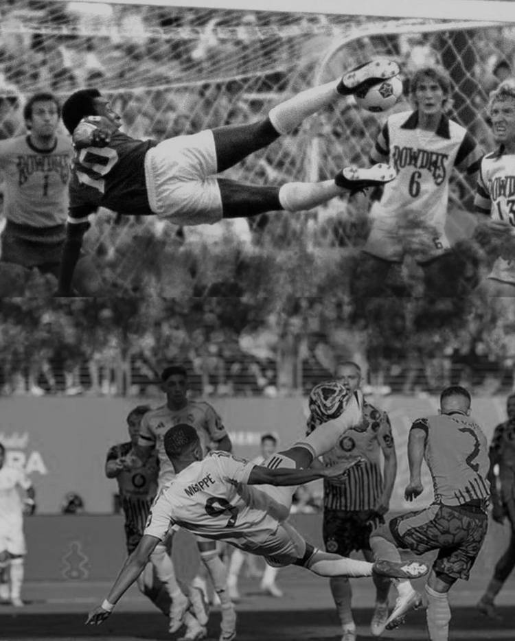 贝利基金会晒贝利与姆巴佩侧钩进球对比照片，姆巴佩转发