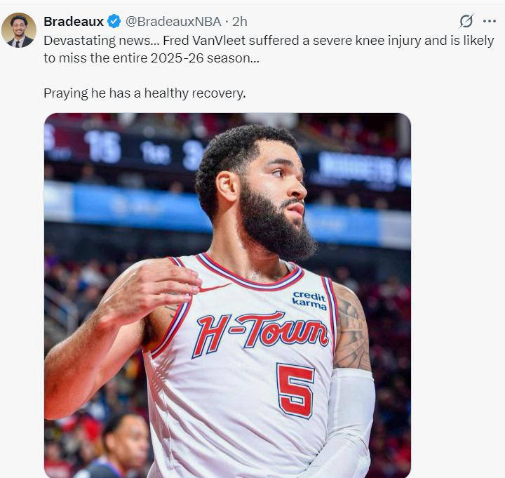 火箭球员范弗利特或赛季报销,建议启用阿门打控卫,13人名单依然强大